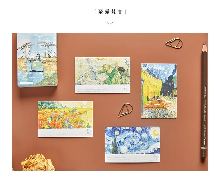 28 листов/набор цветы планета серия масляной живописи поздравительная открытка ЛОМО открытка подарки на Рождество и год - Цвет: A