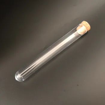 

10pcs 15*100mm Clear hard plastic test tube with cork round bottom Wedding favours Laboratory Chemistry Cuvette free shipping