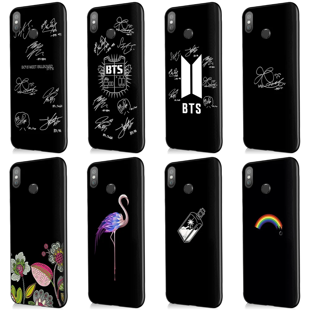 

Soft TPU Silicone Patterned Phone Case for Xiaomi mi 8 Lite Case Black Soft TPU Floral Back Cover for mi8 Cases