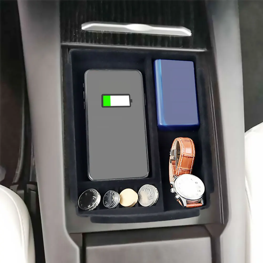 Для Tesla модель X/S автомобильное беспроводное зарядное устройство Коробка для хранения