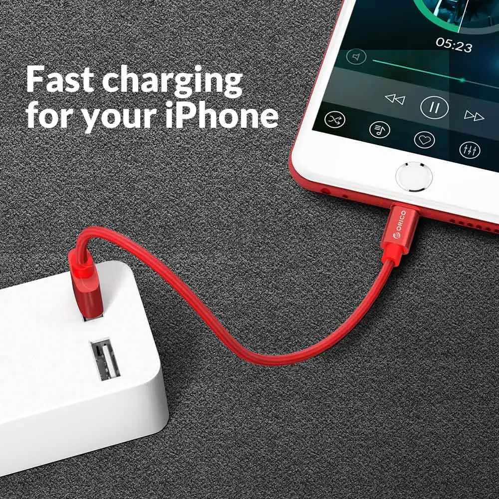 ORICO USB кабель 1 м Быстрая зарядка 2.4A для передачи данных освещения iphone 5S 6 7 Plus x iPad