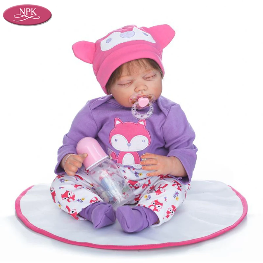 NPK 55CM Silicone Simulation Newborn Baby Reborn Dolls Soft Cloth Body Realistic Babies Girl Kids Doll Toys Magnetic Pacifiers (7)