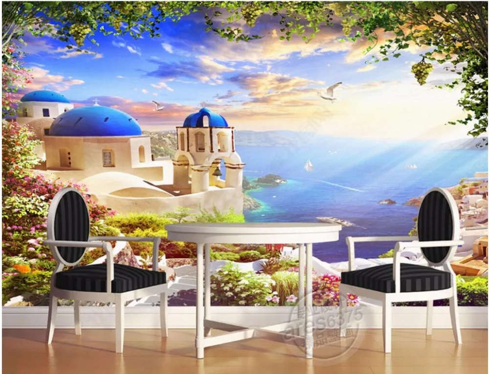 

3d обои для комнаты, фото на заказ, морские чайки, корабли Эгейского замка, живопись, 3d Настенные обои для стен 3 d