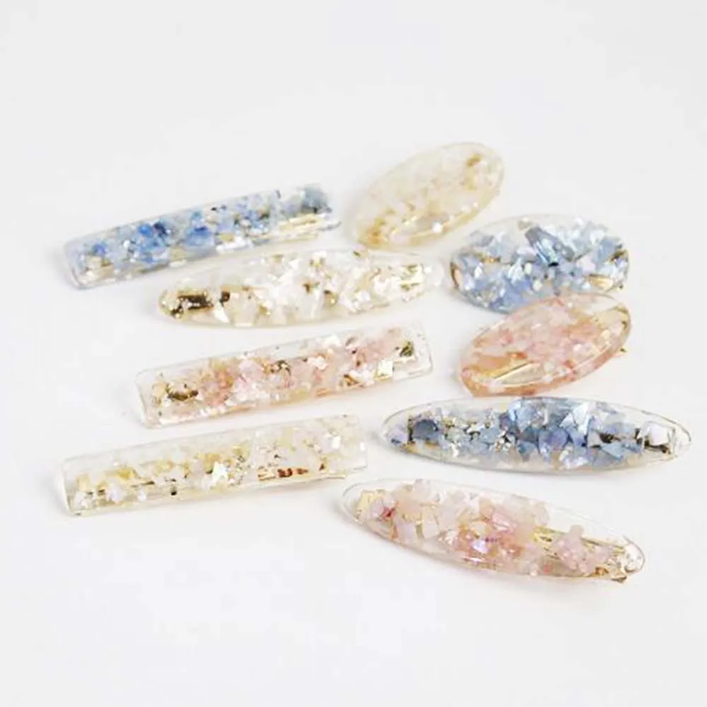 

Fashion Womens Resin Long Colorful Barrettes Elegant Hair Clip Metal Hairpin Accessory Beauty styling tools For Women Girls