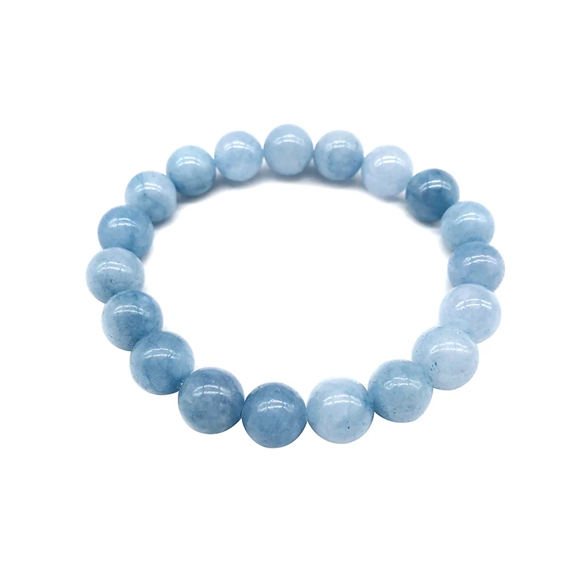 Natural Aquamari Bracelet Single Crystal Elastic Romantic Crystal Yoga Blue Bracelet Woman Jewelry 4,6,8,10,12mm Beads - Image 6