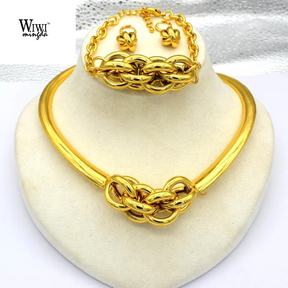 Fashion high quality 3 Color Gold Color Jewelry Set Italy 750 gold