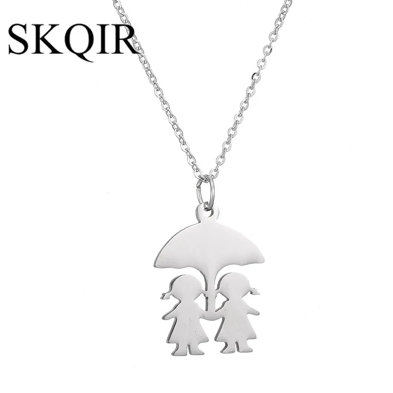 SKQIR золотое ожерелье с подвеской для влюбленных, мода, для мальчиков и девочек, ожерелье для пар, ювелирные изделия для женщин, цепочка из нержавеющей стали, Kyole - Окраска металла: 11 silver