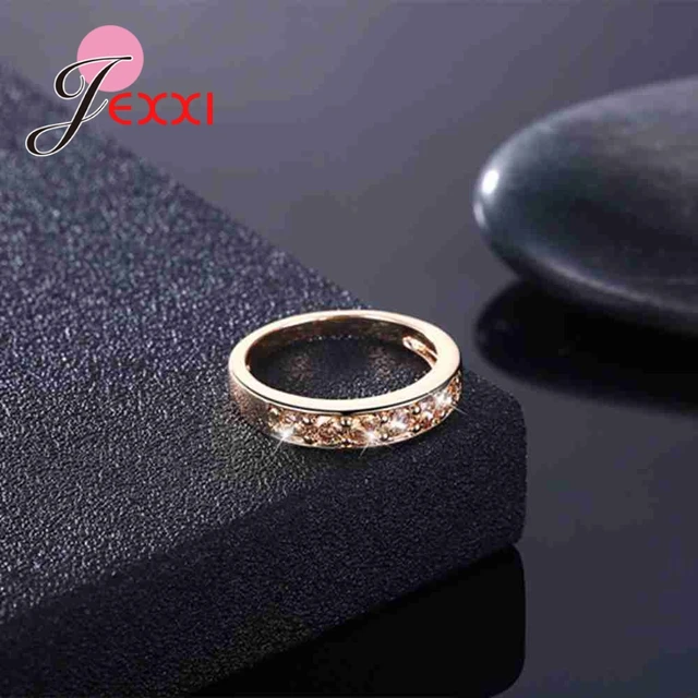 JEXXI Casual Daily Fashion Zircon Gold Color For Women Men Rings Lady’s Accessories Charms Fine Anniversary Valentines Gifts
