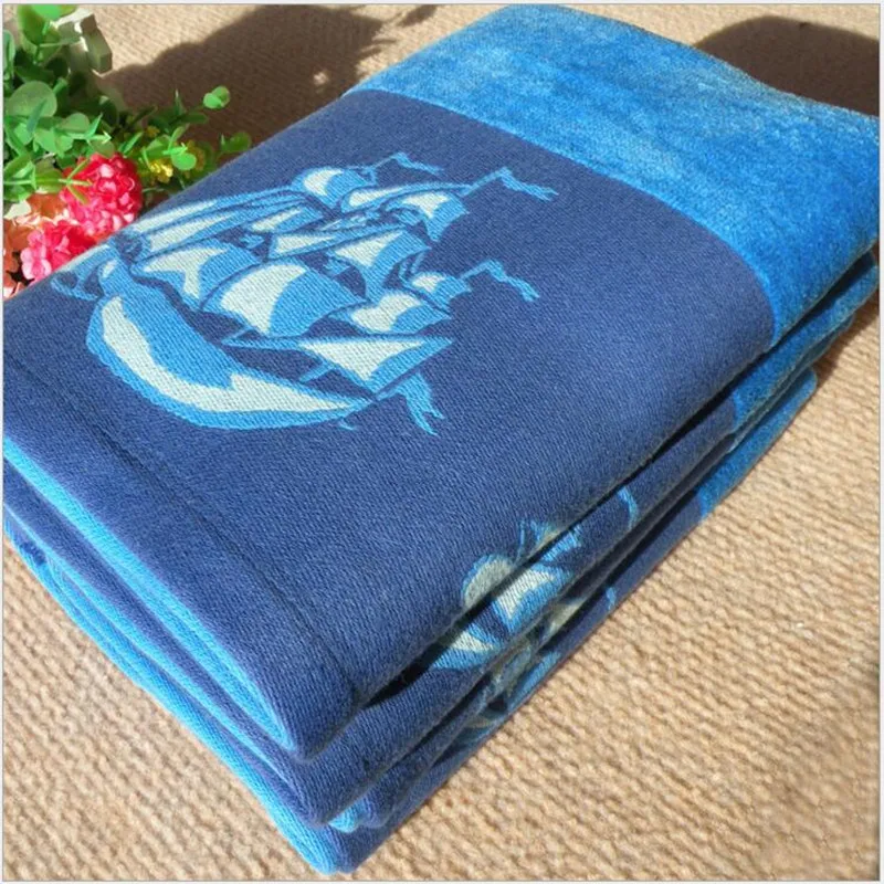 Nautical Style Dyed Cotton Bath Towel, Blue Brown colored ...
