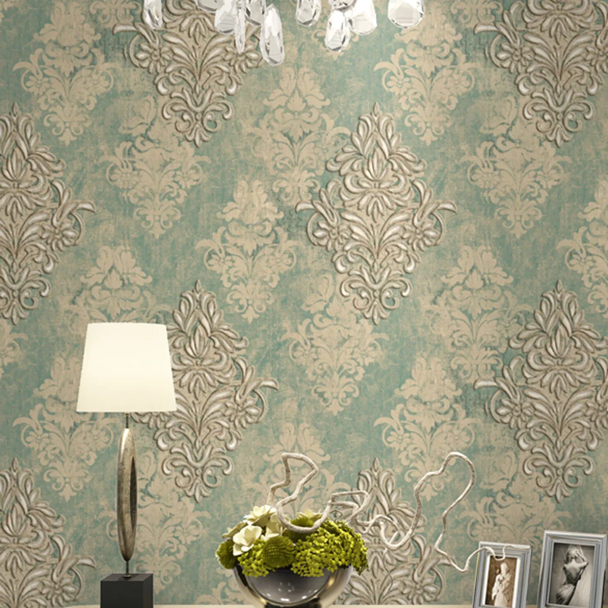 

0.53x10m Country Style Gray Flower Pattern Non-woven Wallpaper Wedding Room Bedroom Living Room Shop Coffee Bar Wallpaper