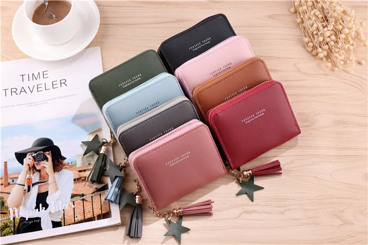 

Tassel Women Wallet Small Cute Wallet ladies wallet Short Leather Zipper Purses money Portefeuille Female Purse Clutch