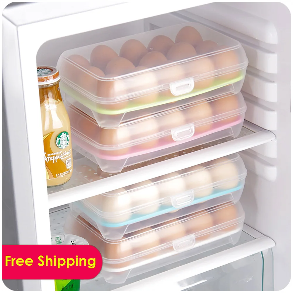 

Transparent Egg Storage Box for Refrigerator Room Saving Egg Preservation Box Container of 15 Eggs Holder Storage Bin Box