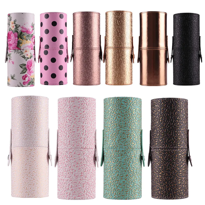 MAANGE Leather Makeup Brushes Holder case empty Storage Tube case for makeup brushes container Dispaly stand