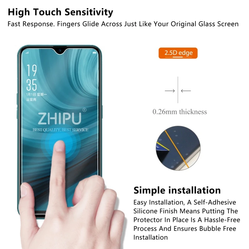 10 шт. закаленное стекло для OPPO A7N протектор экрана 2.5D 9 H Премиум Закаленное 6 2 PCDM00