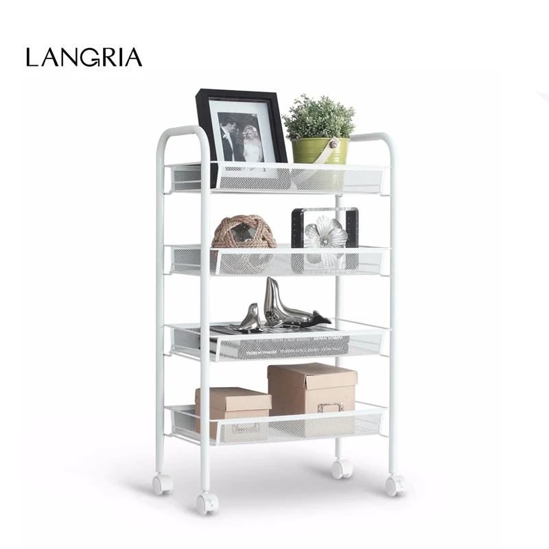 Четырехъярусная металлическая корзина LANGRIA держатели для хранения на колесиках