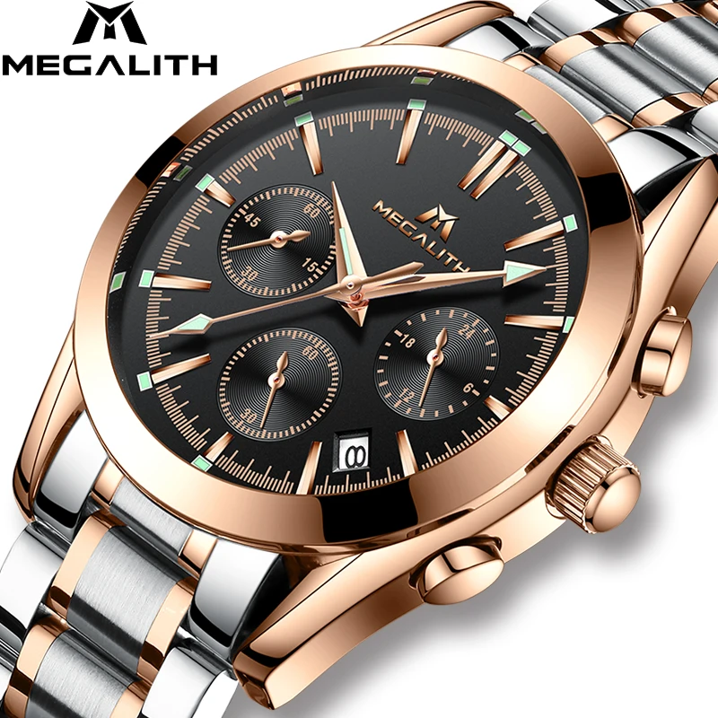 MEGALITH часы мужские Топ люксовый бренд военные спортивные часы мужские кварцевые часы мужские повседневные Бизнес золотые часы Relogio Masculino