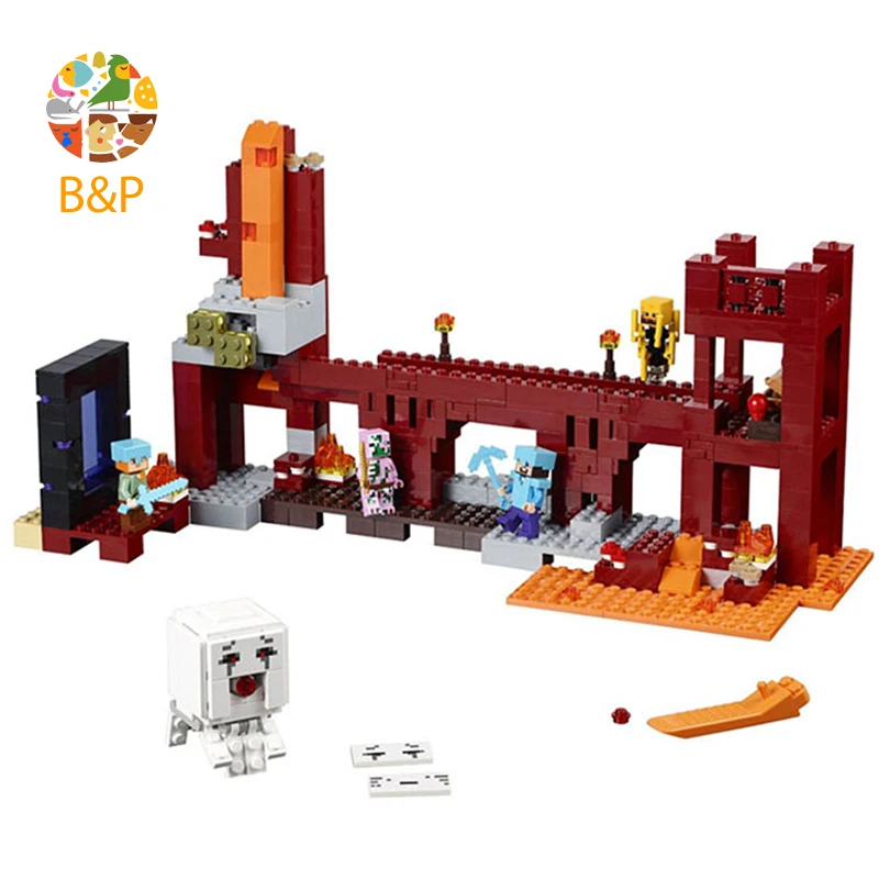 21122, 562 шт., серия My World, модель Nether Fortress, строительный блок, набор кирпичей, игрушки для детей, 10393