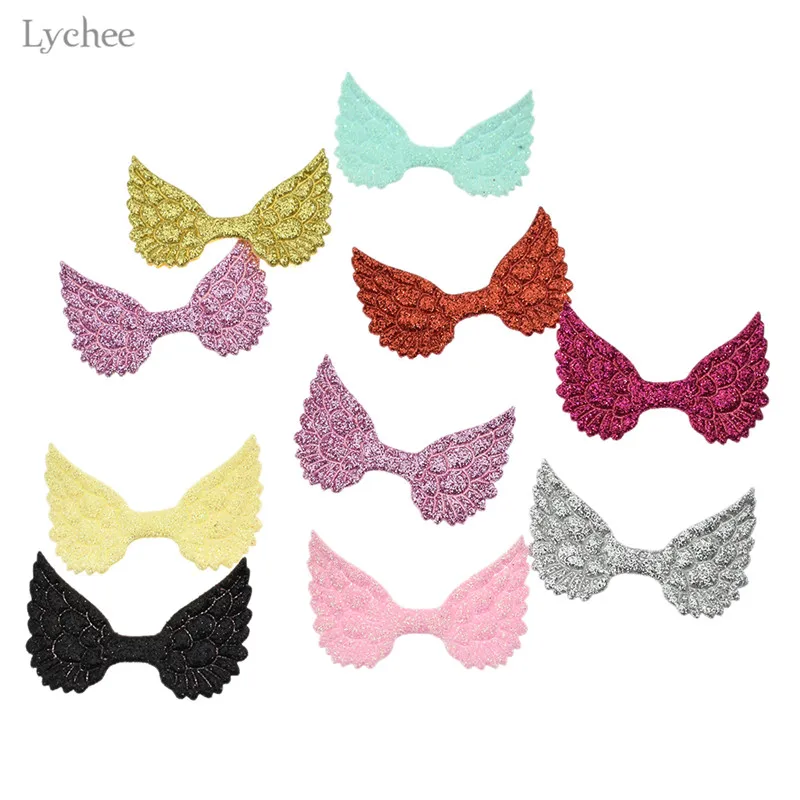 Lychee Life 40 шт. блестящая форма Крыло ангела патчи пришить Аппликация ремесла для