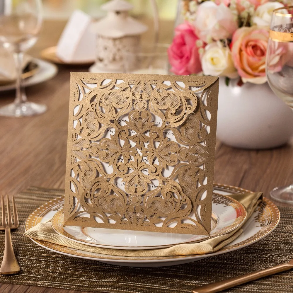 WISHMADE gold hochzeit karte druckbare und angepasst gold platz laser