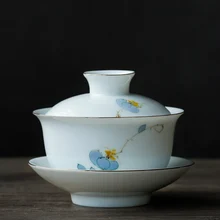 PINNY 160 мл ручная роспись цветок сливы Gaiwan традиционный китайский белый фарфор чай супница китайский чайный набор кунг-фу посуда для напитков