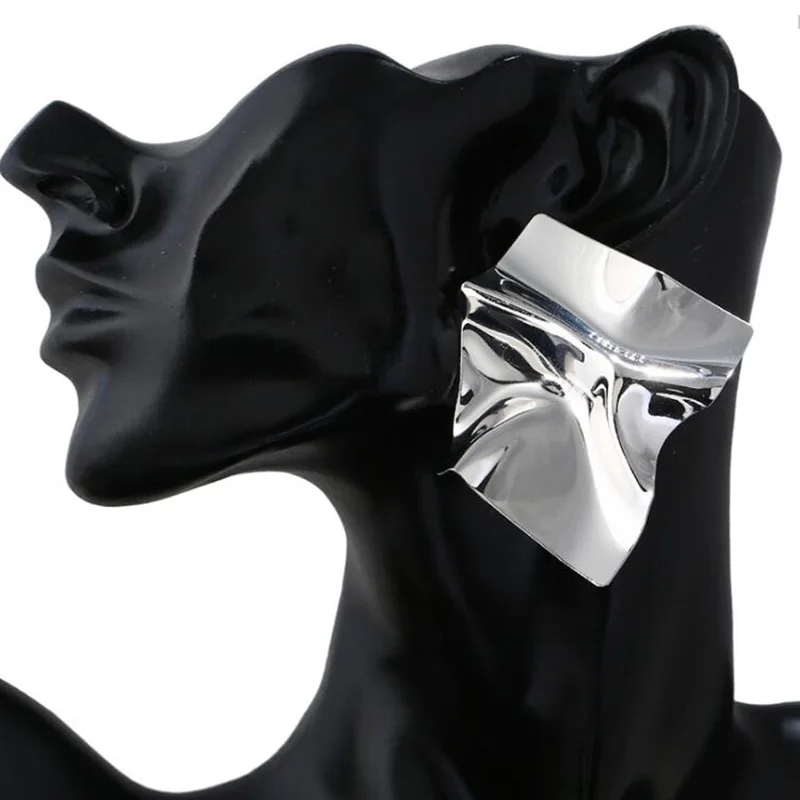 ES2033 металлические Асимметричные геометрические сложенные серьги для женщин Европейский преувеличенный сплав серьги вечерние ювелирные изделия brincos