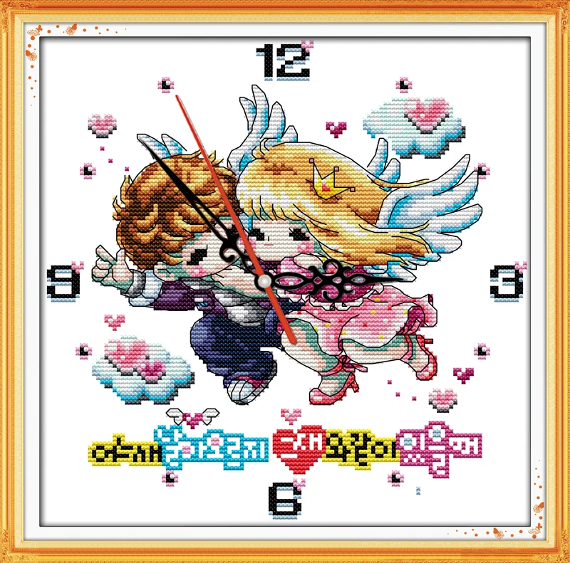 

DIY Handmade Needlework Counted Cross Stitch Set Embroidery Kit Little angel couples Pattern Cross-Stitching Home Decoration