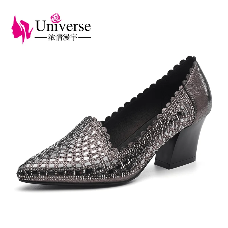  Universe comfortable women office shoes chunky heel ladies pumps shallow mouth women slip on pumps shoes G212