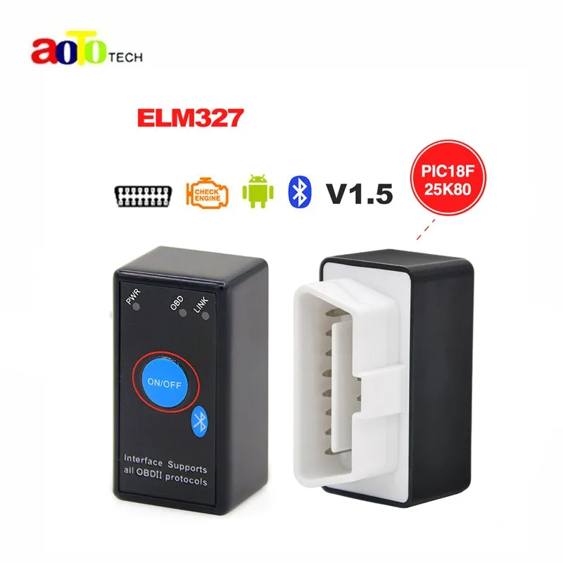 ELM327 V1.5 Bluetooth Мощность переключатель 16pin OBD сканер работает на Android Крутящий момент