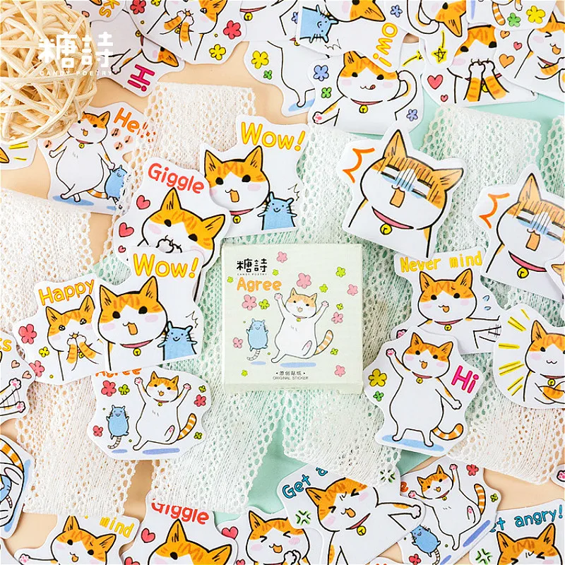 

45pcs/Set Fat Cat Bookmarks Fresh Cute Books Marker Of Page Student Stationery School Office Supply