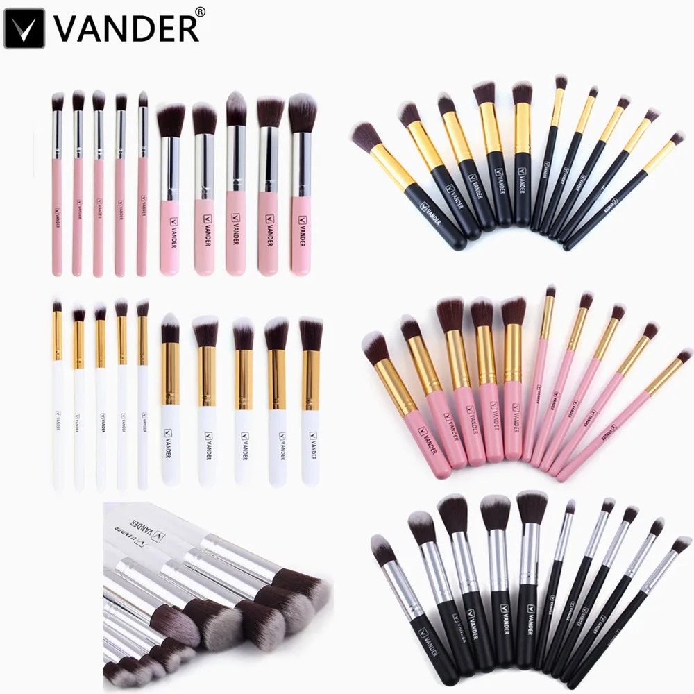 

Pro VANDER 10pcs Makeup Brushes Set Cosmetic Eyeshadow Face Powder Foundation Blending Blush Lip Brush Beauty Tool Kit Set