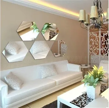 

2020 Wall Mirror Geometric Hexagon Mirror Wall Sticker DIY Home Decor Enlarge Living Room hallway mirror Removable Safety 7 pcs