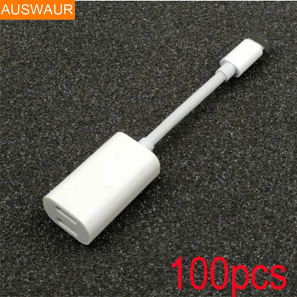 Kopen 100 stks 2 in 1 Audio Opladen Adapter Voor iPhone 7 Aux kabel Audio Jack Converter oortelefoon Adapter Ondersteuning Call Voor IOS 10.3.3