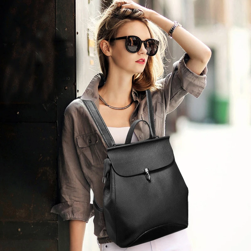 

Stylish Backpacks Genuine Leather Backpacks cute Female School Shoulder Bags mini Teenage Girls College Student Casual Bag 2019