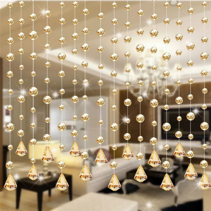 

Home High Quality 1 Luxury Glass Beads Door String Tassel Curtain Wedding Divider Panel Room Decor Dropshipping &