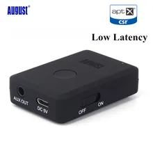 August MR230 aptX Low Latency Wireless Bluetooth 4.2 Audio Receiver 3.5mm Aux Bluetooth Audio Receiver Adapter for Car,Speakers