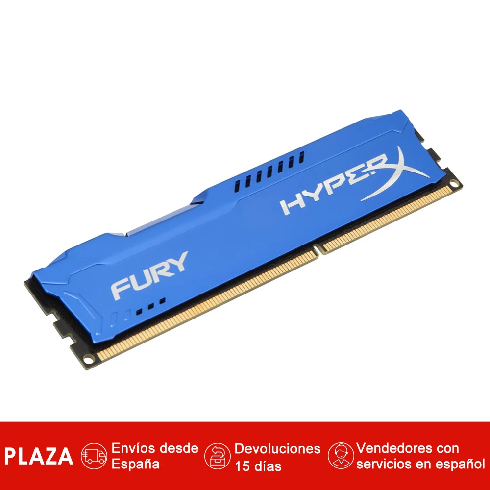 

HyperX FURY Blue 8GB 1600MHz DDR3, 8 GB, 1 x 8 GB, DDR3, 1600 MHz, 240-pin DIMM, Azul