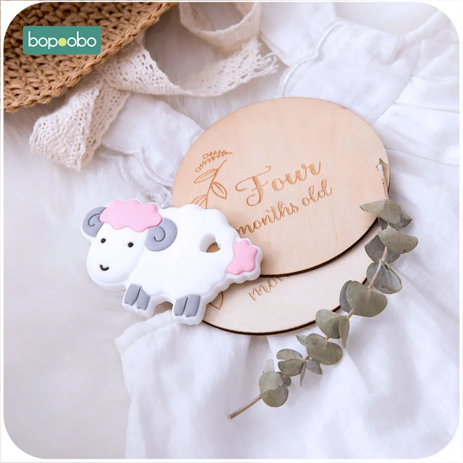 

Bopoobo 10pc Silicone Beads Baby Teething Food Grade Silicone Sheep Bead Chewable Toys Nursing Gifts Tiny Rods Children Products