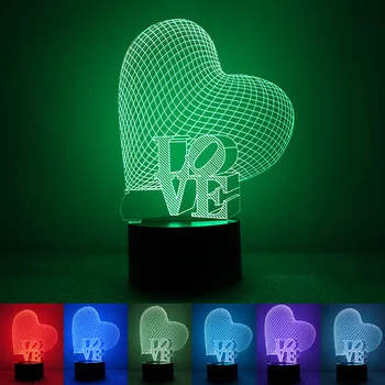 

2017 new love to express 3D night light 1.5W environmentally friendly USB power supply home intelligent LED colorful lights