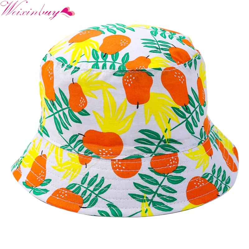 Summer Sun Hats Caps Cotton Bucket Hat Baby Kids Boy Fruit Cap Pear
