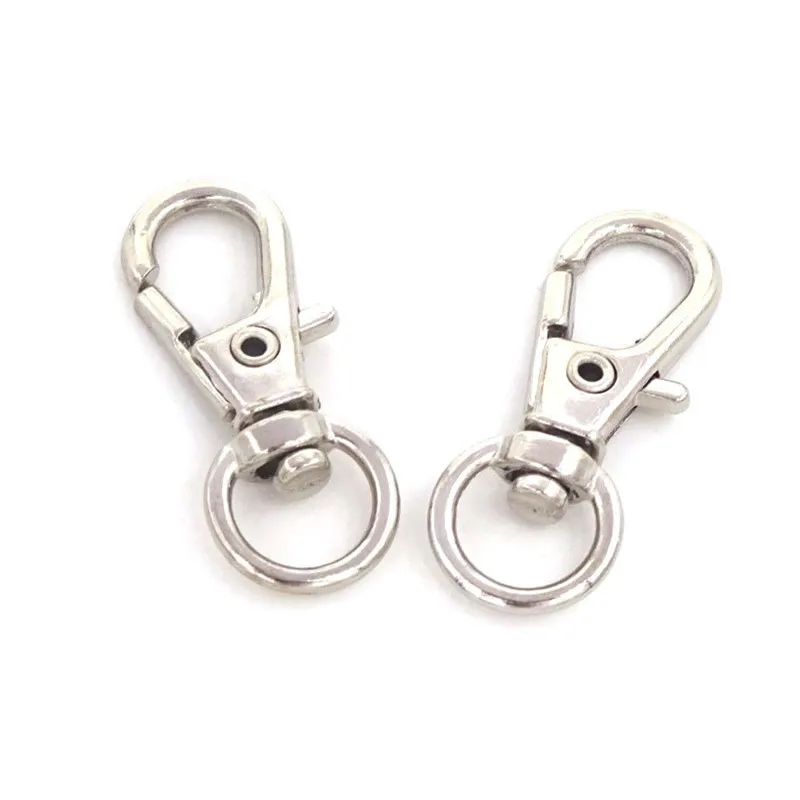 32mm 12mm Silver Plated Metal Alloy Lobster Clasp Clips Key Hook Split Key Ring Findings Clasps