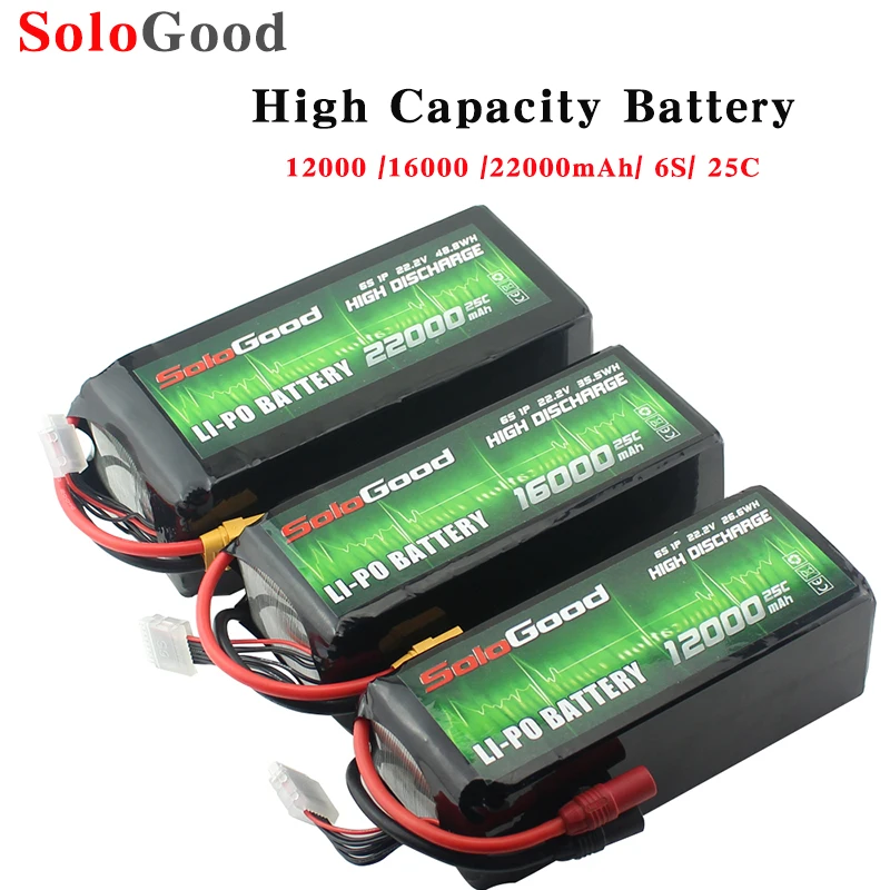 Литиевые аккумуляторы SoloGood 22000 16000 12000 мАч 22 2 в 6 с для модели самолета БПЛА большой