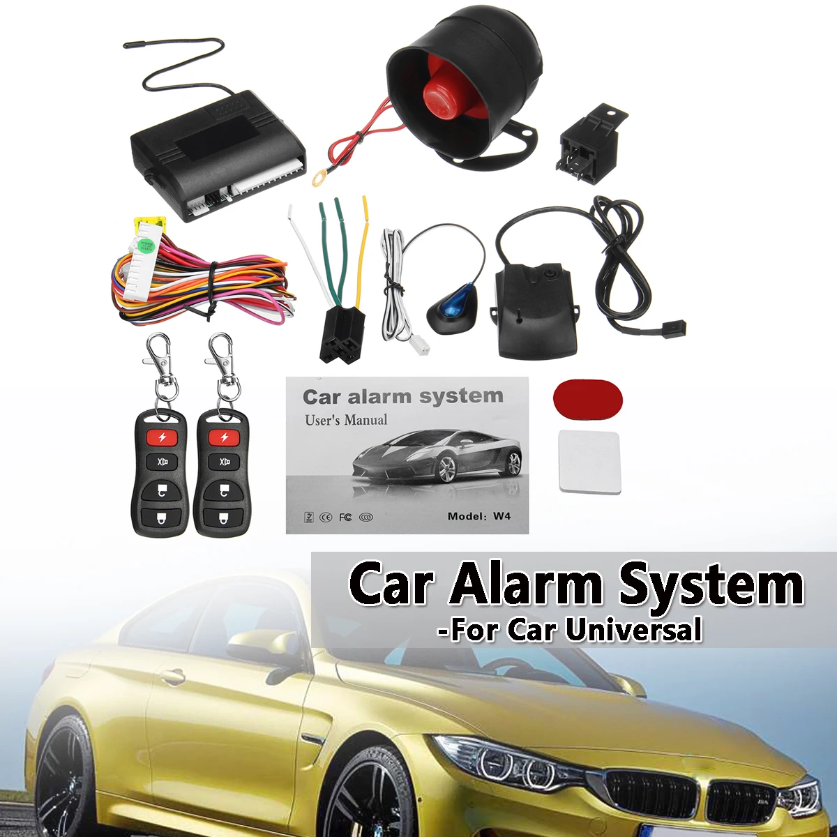 

Universal One Way Car Vehicle Burglar Protection Alarm Security System Keyless Entry Siren +2 Remote Controller Anti-theft Alarm