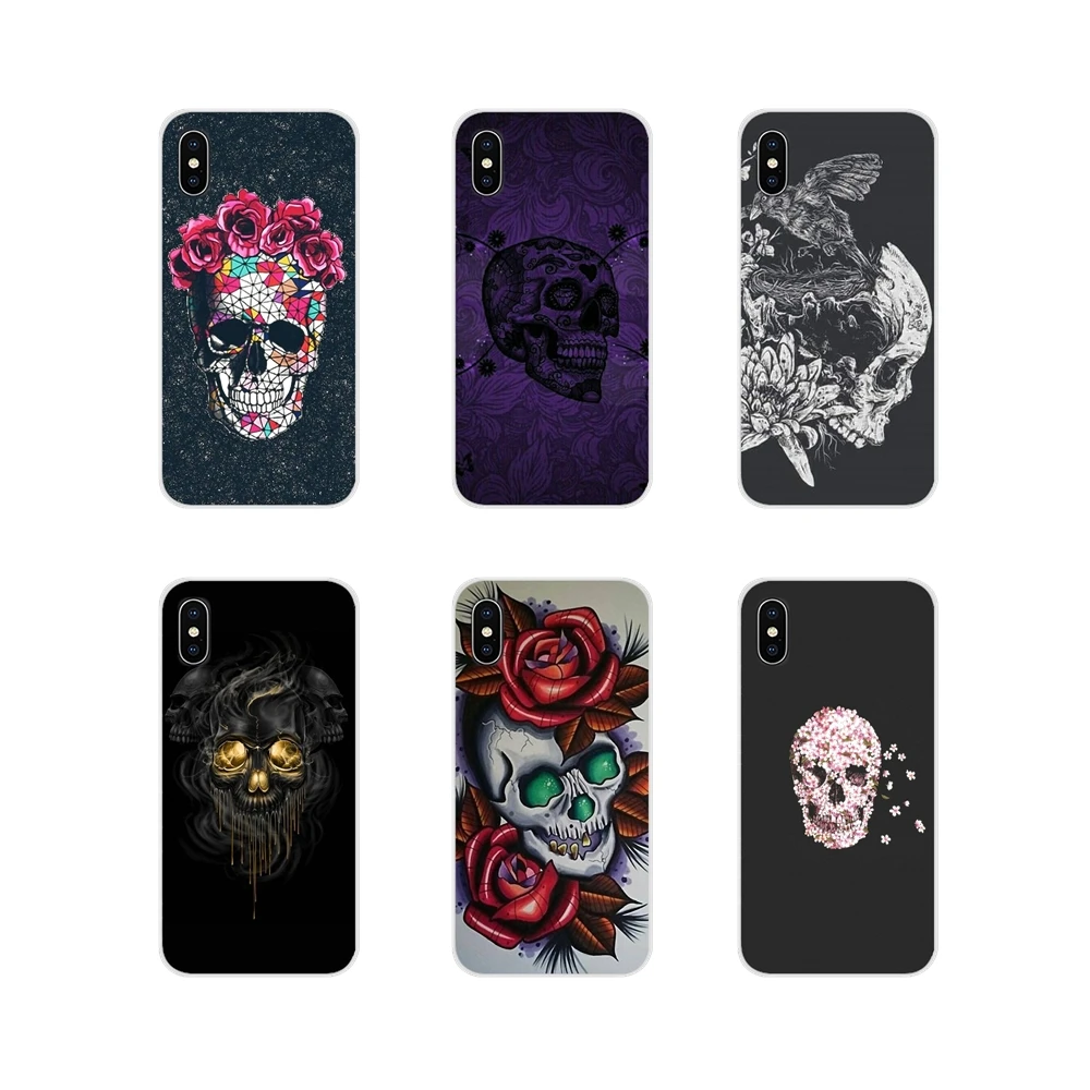 

For Huawei Mate Honor 4C 5C 5X 6X 7 7A 7C 8 9 10 8C 8X 20 Lite Pro Floral Skull Accessories Phone Shell Covers