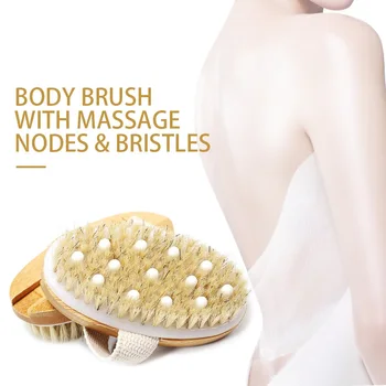 

Natural bristles Bath brush Massage No Handle Bath Brush Body Exfoliating SPA Dry Skin Body Beauty Wooden Dry Brush Bath Tool