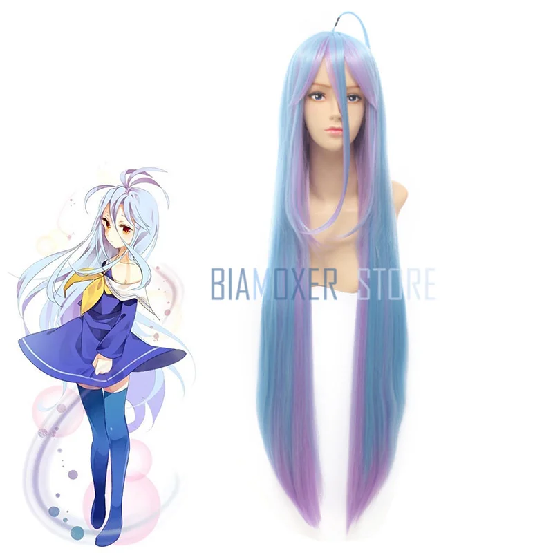 Biamoxer Новый NO GAME LIFE Shiro Косплей парики 100 см синий градиент термостойкие