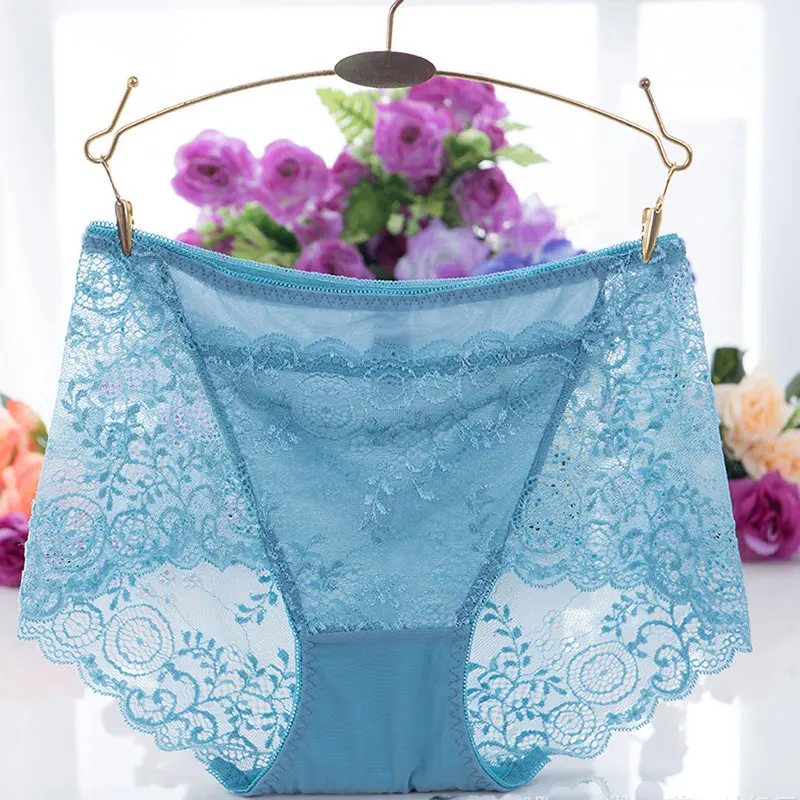 3pcs/lot Sexy Transparent Panties With Lacy Trim Women High Waisted Briefs Hollow Out Women's Pants Large Sizes Underpants