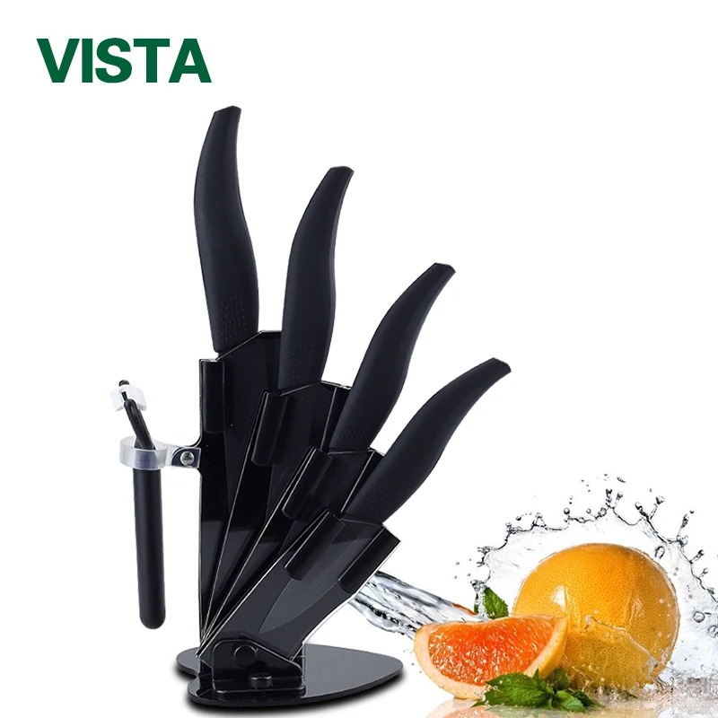 Kitchen Ceramic Knives with holder 6pcs set 3 paring 4 5 slicing 6 chef knife Zirconia