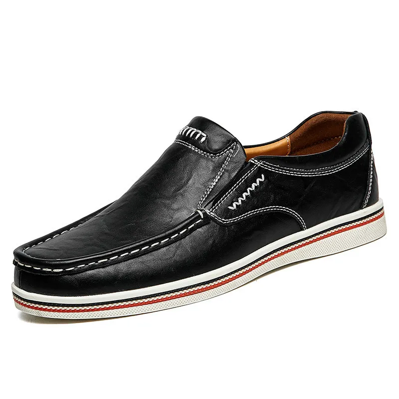 QWEDF/ г. Новые туфли-оксфорды мужская повседневная обувь из натуральной кожи Мужская весенне-Осенняя обувь однотонная мужская обувь на плоской подошве без шнуровки GF-92 - Цвет: Черный