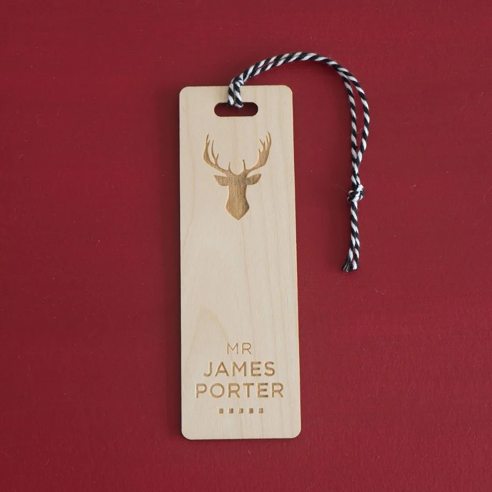 Custom wooden stag head Bookmark, ,personalized Gift tag,wood Hang Tags