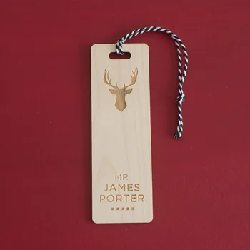 

Custom wooden stag head Bookmark, ,personalized Gift tag,wood Hang Tags,Book lover gift,Christmas gift